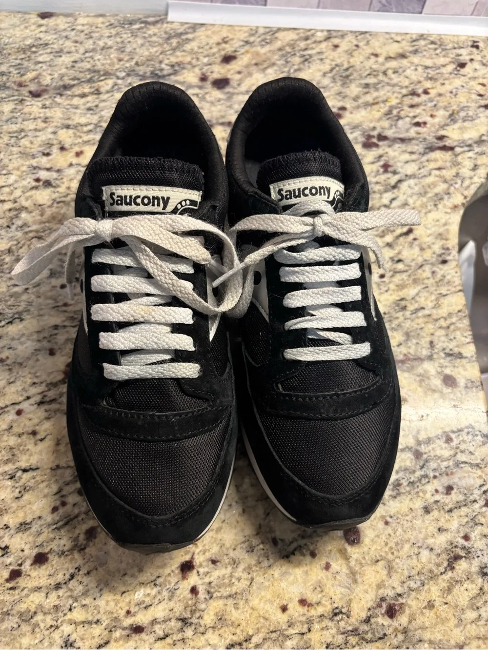 Saucony Black and Silver Retro Runner Sneakers